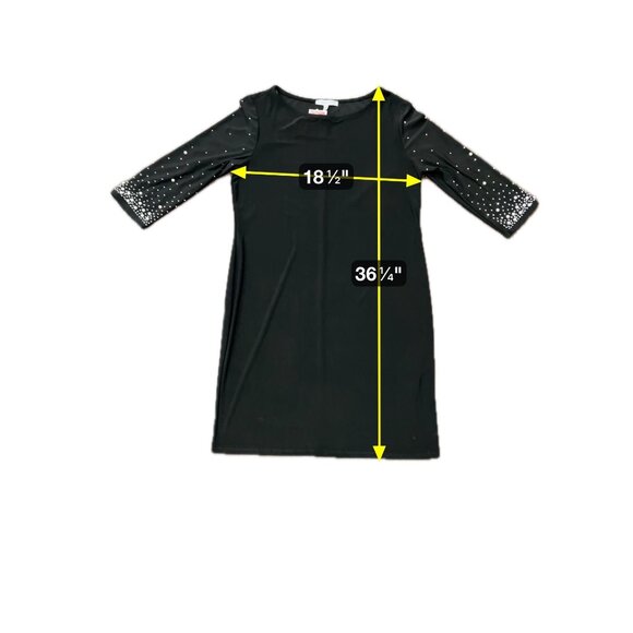 Annalee + Hope NWT Black Dress With Pearl Embellished Sleeves Sz Large - Picture 7 of 9